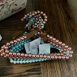 NWT Handmade  hangers 5 blue 3 brown